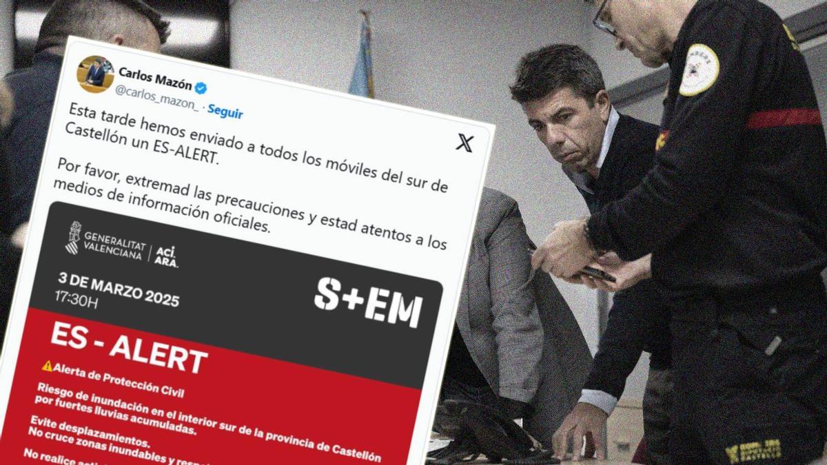 La Generalitat tarda 30 minutos en enviar el mensaje masivo de alerta en Castelló mientras en la DANA le costó casi 13 horas