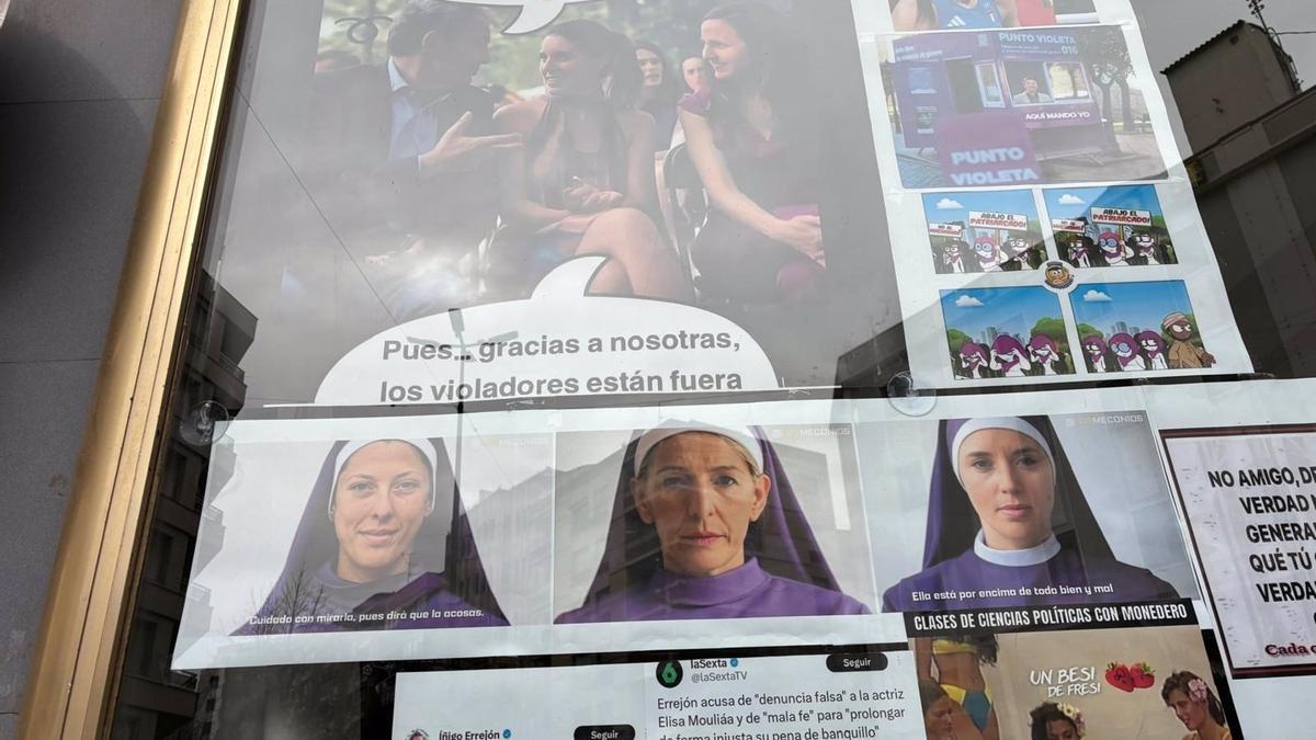 Vox Cuenca decoró su sede antes del 8M con Jennifer Hermoso vestida de monja: «Cuidado con mirarla, dirá que la acosas»