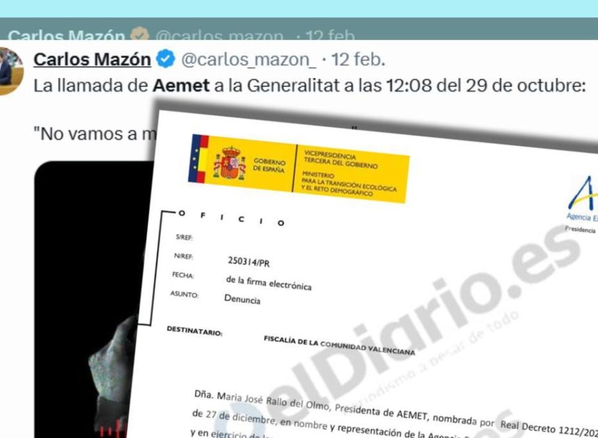 Aemet denuncia ante la Fiscalía la manipulación del audio de Emergencias difundido por Mazón