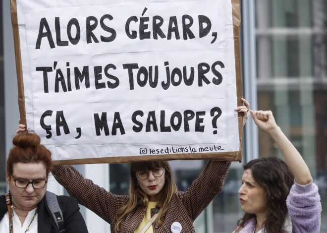 Las feministas que recibieron a Gérard Depardieu a la llegada a los juzgados: «Nadie es intocable»