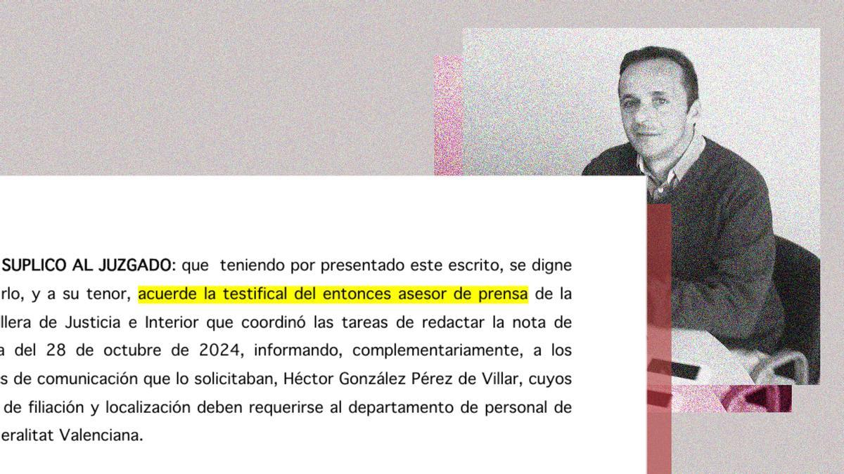 Una acusación pide citar como testigo al jefe de prensa de Pradas que alertó del riesgo en barrancos la víspera de la DANA