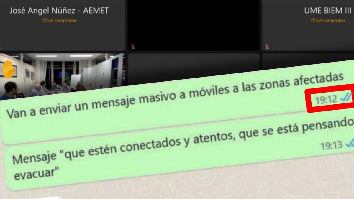 El WhatsApp de un testigo del Cecopi de la DANA, una hora antes del Es-Alert: «Van a enviar un mensaje masivo a los móviles»