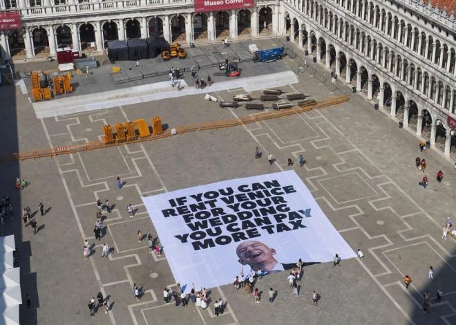 Las amenazas de activistas y cocodrilos hinchables obligan a Bezos a cambiar el lugar de su boda