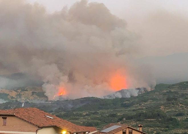 Un incendio que amenaza a la población del Barranco de las Cinco Villas en Ávila obliga a movilizar a la UME