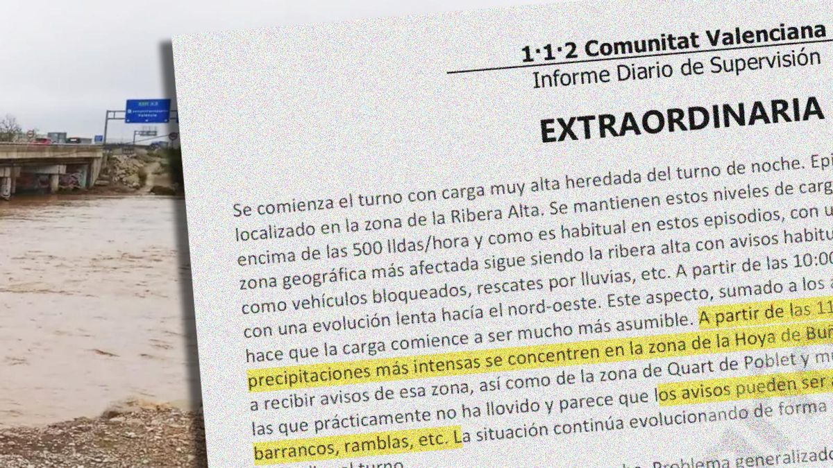 Emergencias de la Generalitat tuvo constancia ya desde la mañana de la dana de crecidas en barrancos
