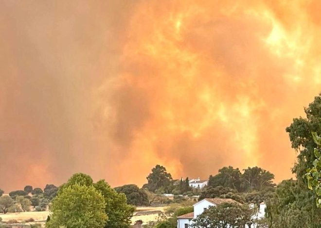 A la espera de refuerzos, Extremadura enfrenta ocho incendios activos y mantiene poblaciones confinadas
