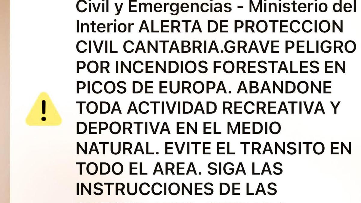 Asturias, Cantabria y Castilla y León envían una alerta a los móviles para evitar actividades en los Picos de Europa
