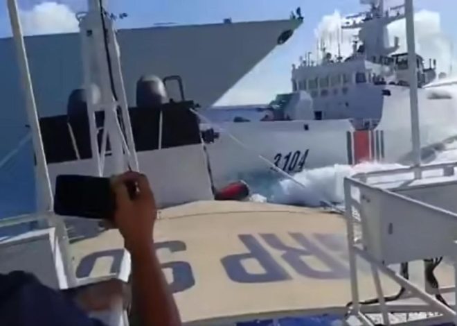 Un barco de guerra chino choca con otro de la guardia costera cuando perseguía a una embarcación filipina