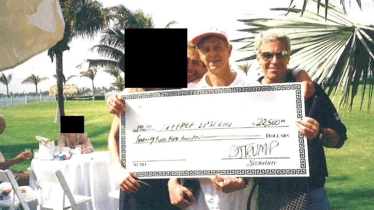 El cheque XXL de 22.500 dólares por «una mujer devaluada» firmado por Trump para Epstein