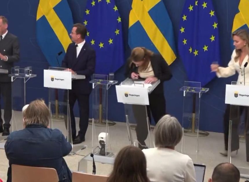 La ministra de Salud de Suecia se desploma por una bajada de azúcar en su primera rueda de prensa oficial