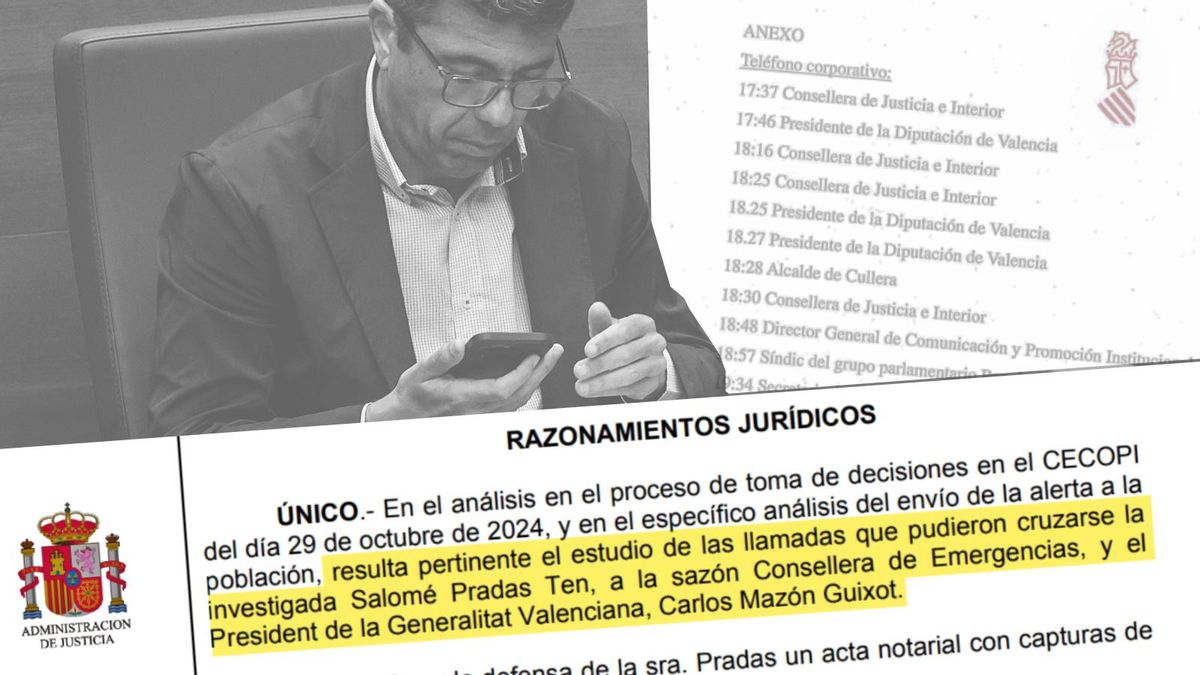 La jueza de la dana pone en el punto de mira siete llamadas de Mazón desde el Ventorro