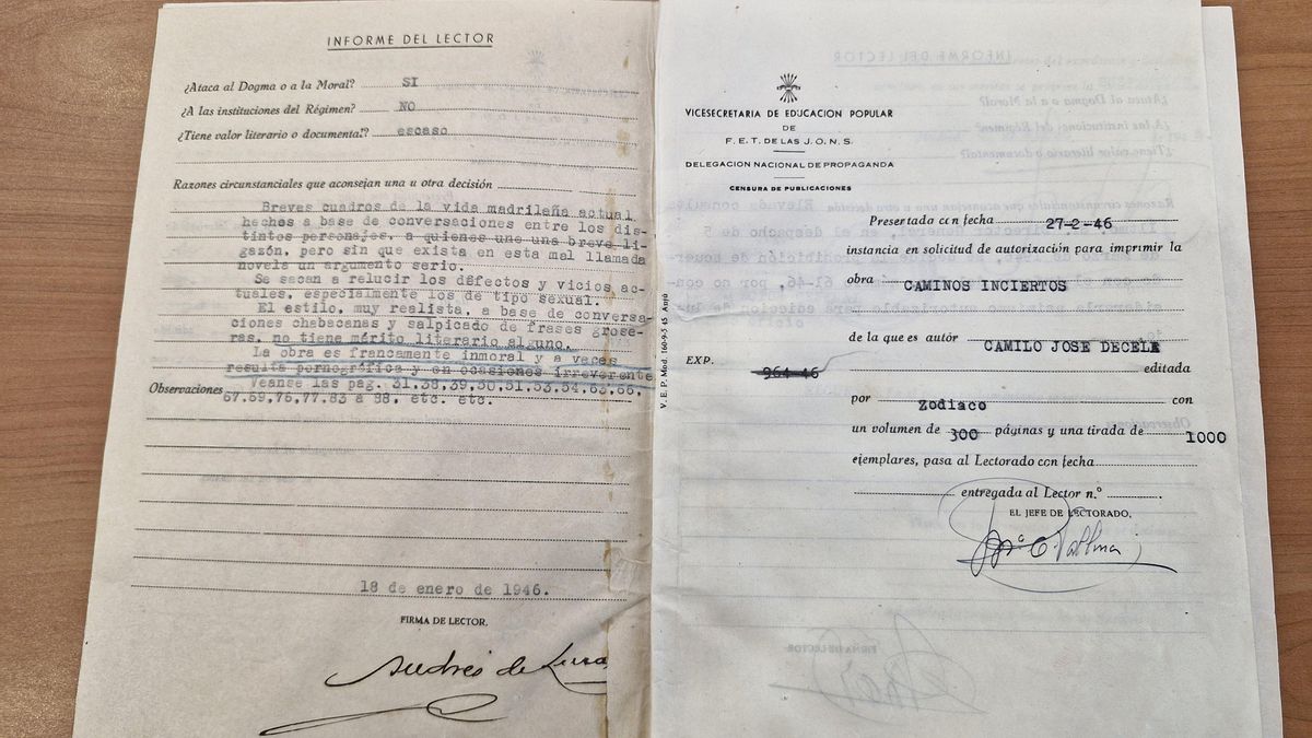 El lápiz rojo de la censura, sobre la obra del Nobel: prohibida ‘La colmena’ por ser «pornográfica e irreverente» en 28 páginas