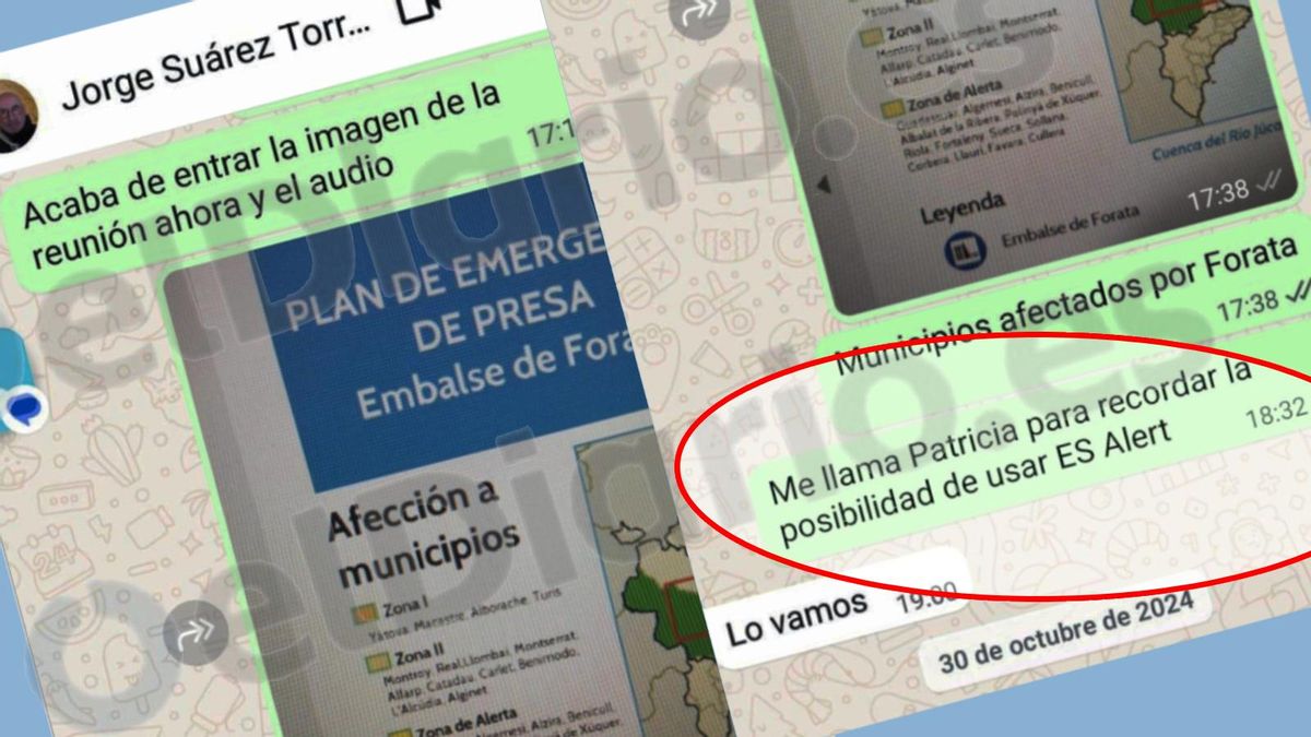 El whatsapp que acredita que el día de la dana el Gobierno pidió a la Generalitat el Es-Alert con hora y media de antelación