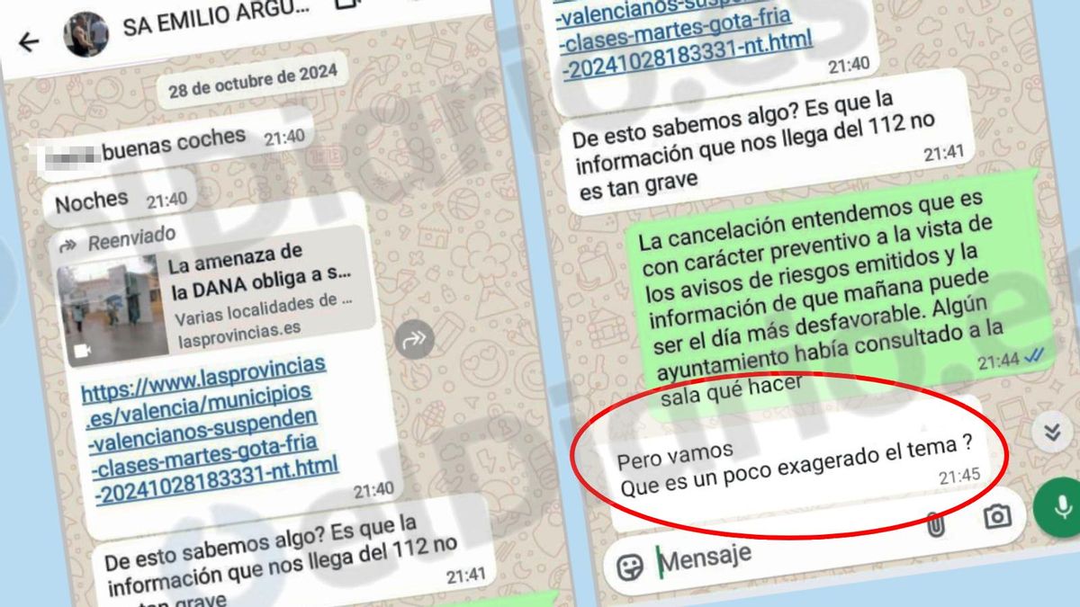 «Es un poco exagerado»: el mensaje del jefe de Emergencias de Mazón la víspera de la dana al saber que cerraban colegios