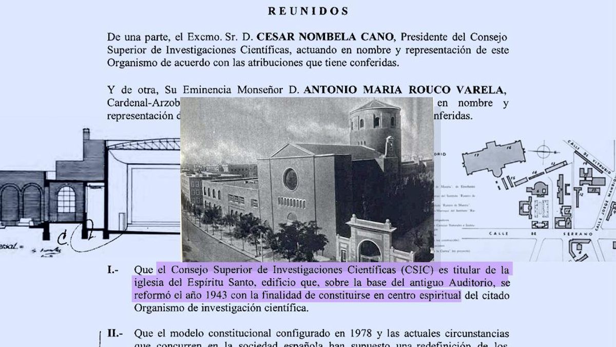 El Gobierno quiere cobrar al Arzobispado de Madrid por usar un edificio del CSIC que Franco convirtió en Iglesia