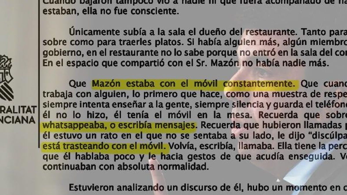 Vilaplana desvela que Mazón «whatsappeaba» en El Ventorro y escribía mensajes que no han sido divulgados