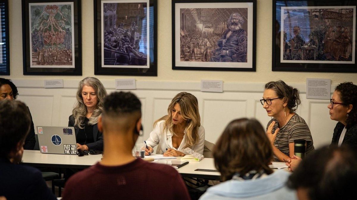 Yolanda Díaz carga en California contra Trump y las grandes tecnológicas: «¿Por qué no pagan impuestos en mi país?»