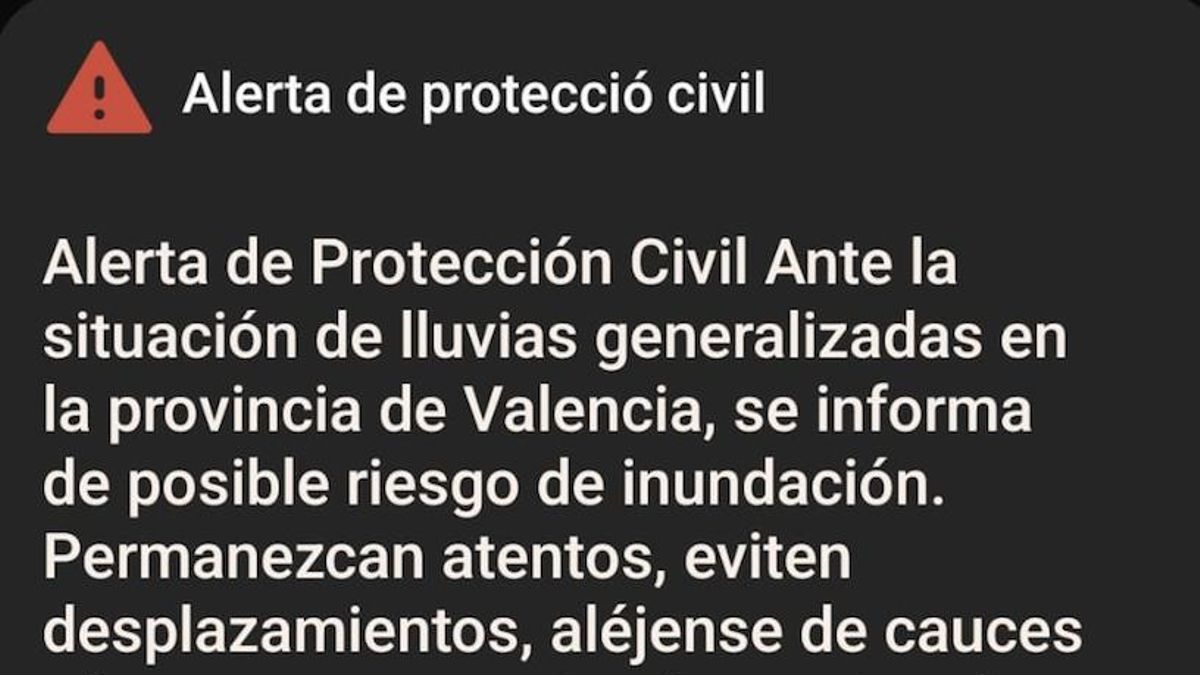 Emergencias envía un Es Alert a toda la provincia de Valencia por la lluvia