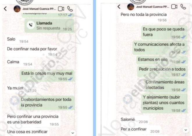 «Salo, de confinar nada»: la orden del jefe de Gabinete de Mazón a Pradas en lo peor de la dana
