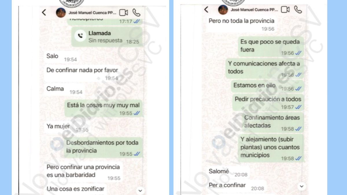 «Salo, de confinar nada»: la orden del jefe de Gabinete de Mazón a Pradas en lo peor de la dana