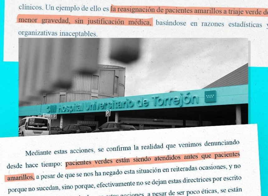La dirección del hospital de Torrejón modificó el triaje en Urgencias para calificar como leves a pacientes graves