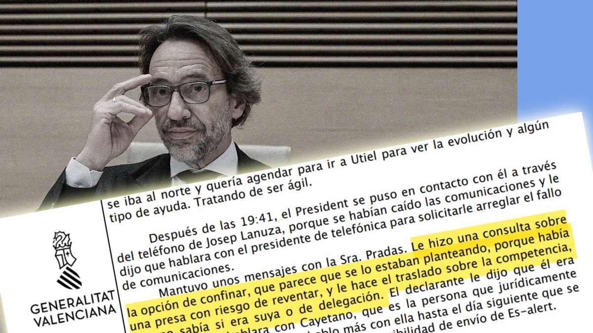 El jefe de Gabinete de Mazón ocultó a la jueza de la dana las órdenes que dio a Pradas sobre el confinamiento