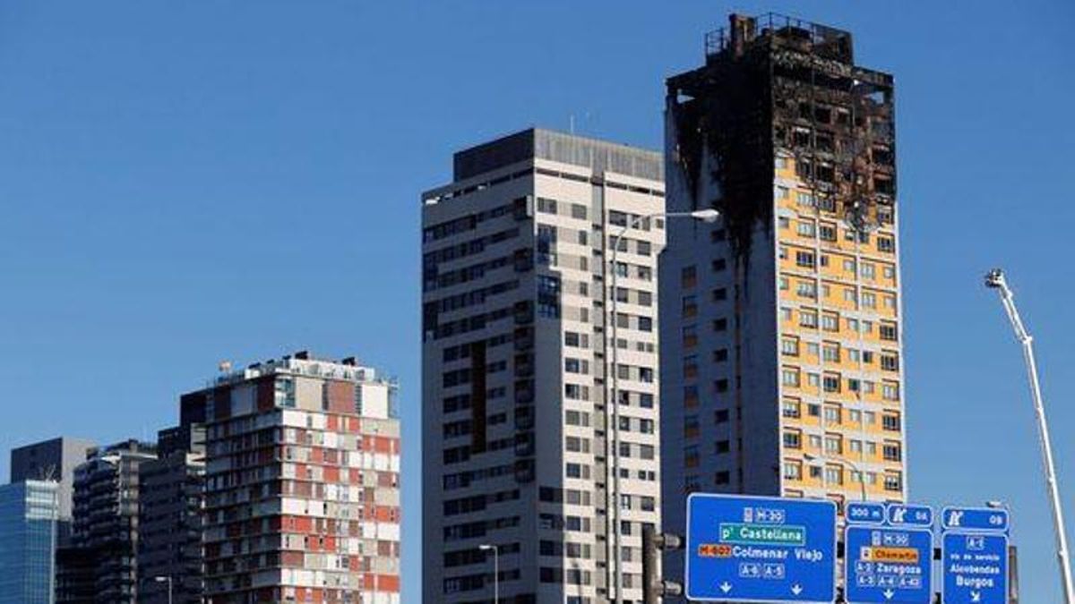 La torre de 21 plantas de Madrid con los mismos paneles que las incendiadas en Cartagena y València ya ardió en 2020