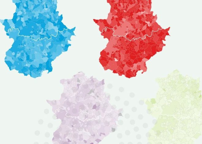 El mapa de la Extremadura de cada partido en las elecciones de 2025