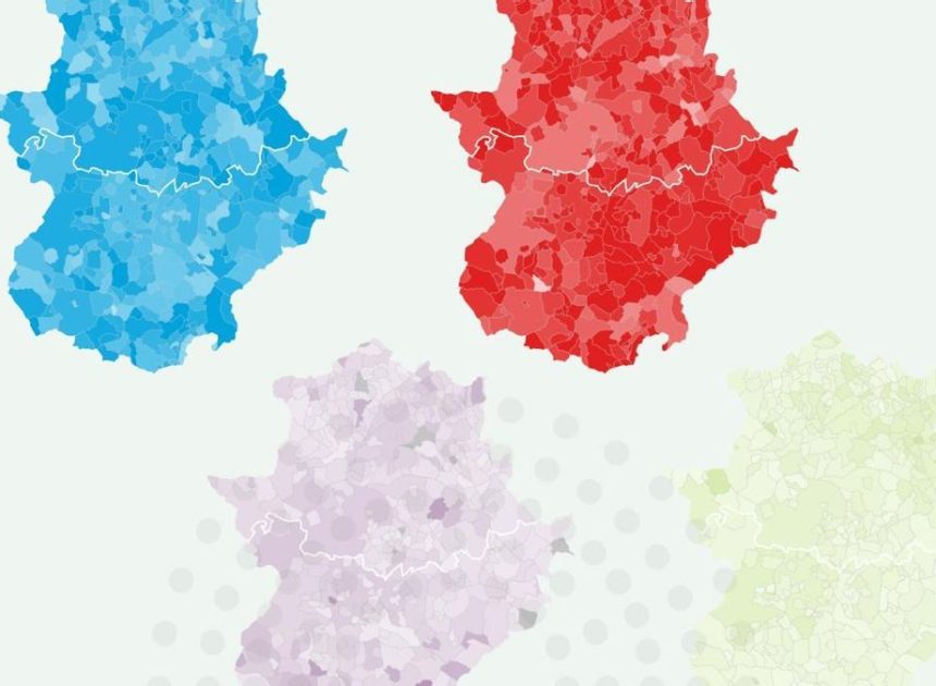 El mapa de la Extremadura de cada partido en las elecciones de 2025