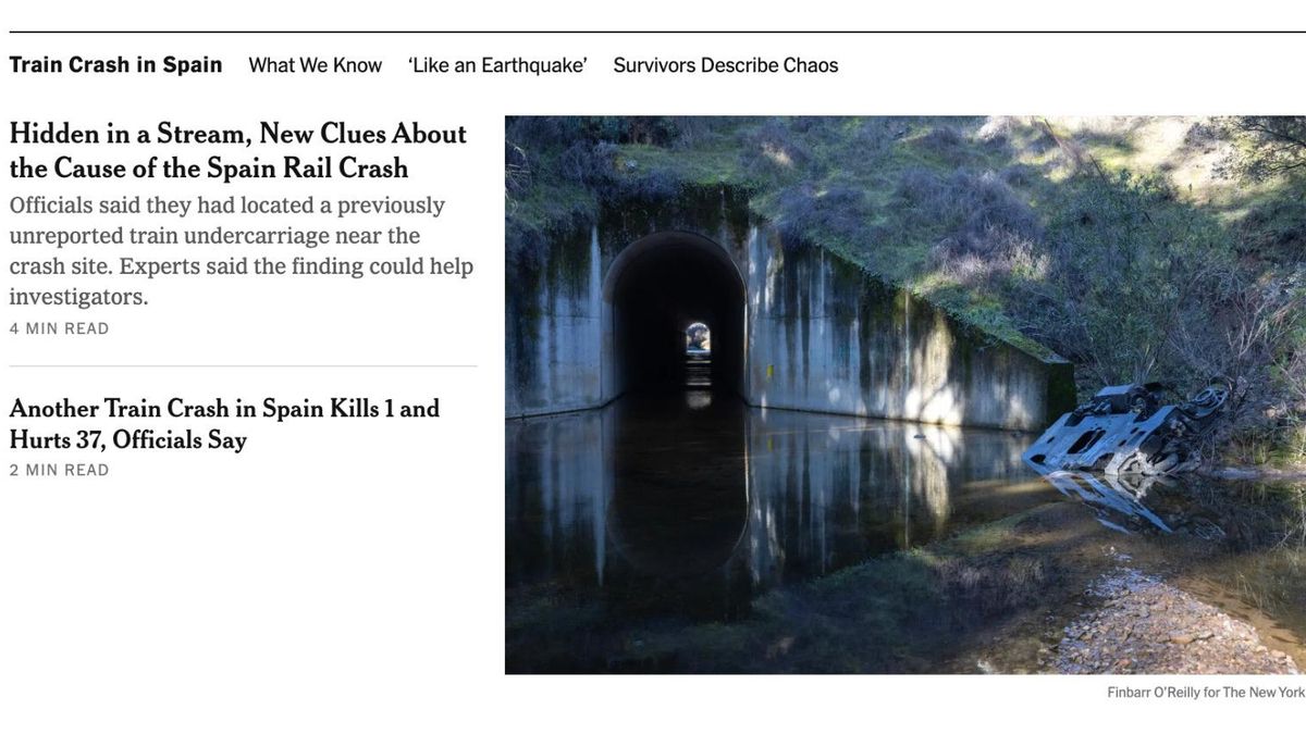 Un fotógrafo de New York Times localiza el chasis desprendido de los bajos de un tren en el accidente de Adamuz