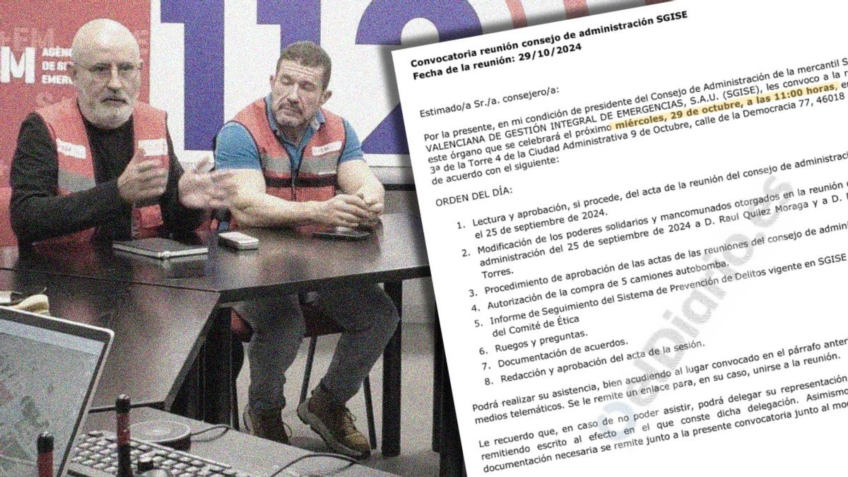 La jueza estudia documentos de una reunión ajena a la dana a la que la cúpula de Emergencias fue en plena la alerta roja
