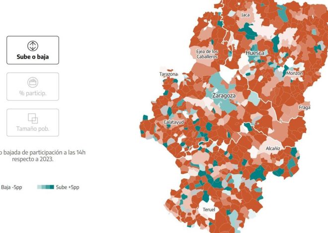 MAPA | Consulta los datos de participación en Aragón a las 14.00 horas, municipio a municipio