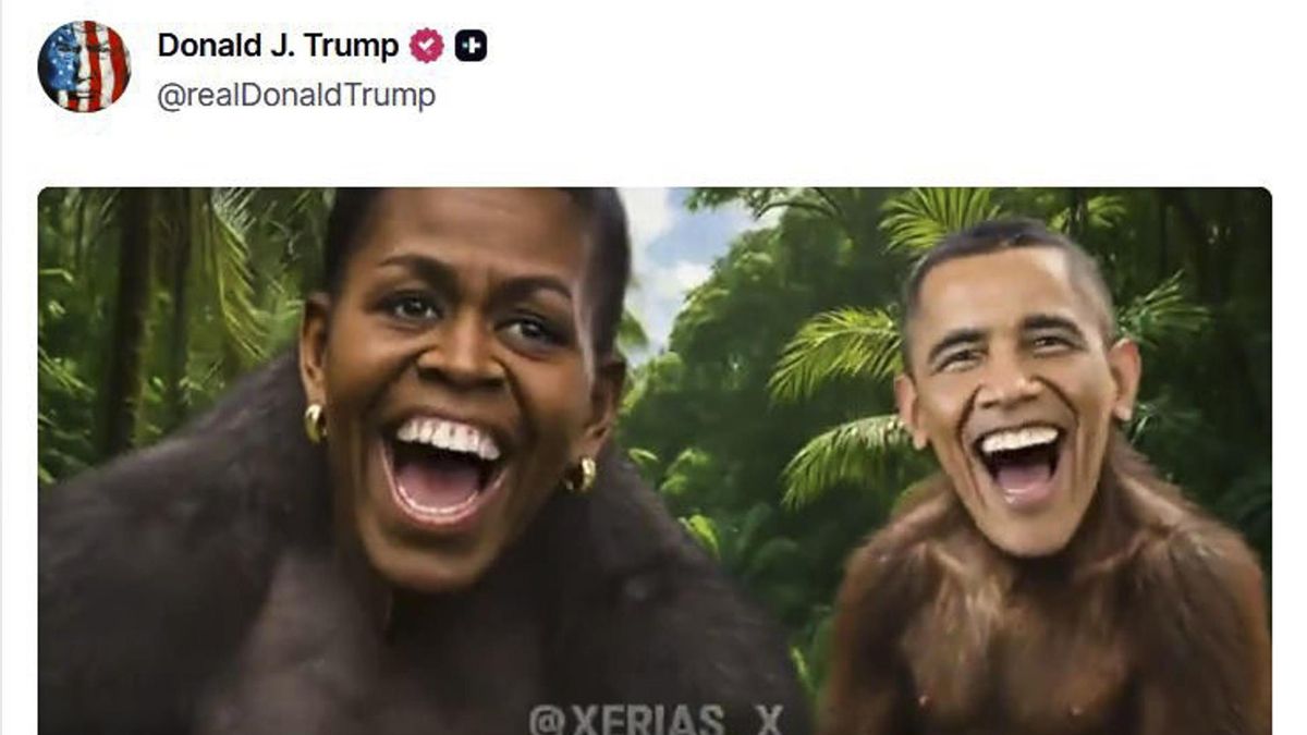 Trump publica un vídeo racista contra los Obama y los demócratas responden: «Es peligroso y degrada a EEUU»