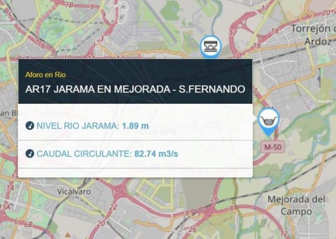 Alerta roja en el Jarama y riesgo de desbordamiento en Mejorada y San Fernando por la borrasca Leonardo